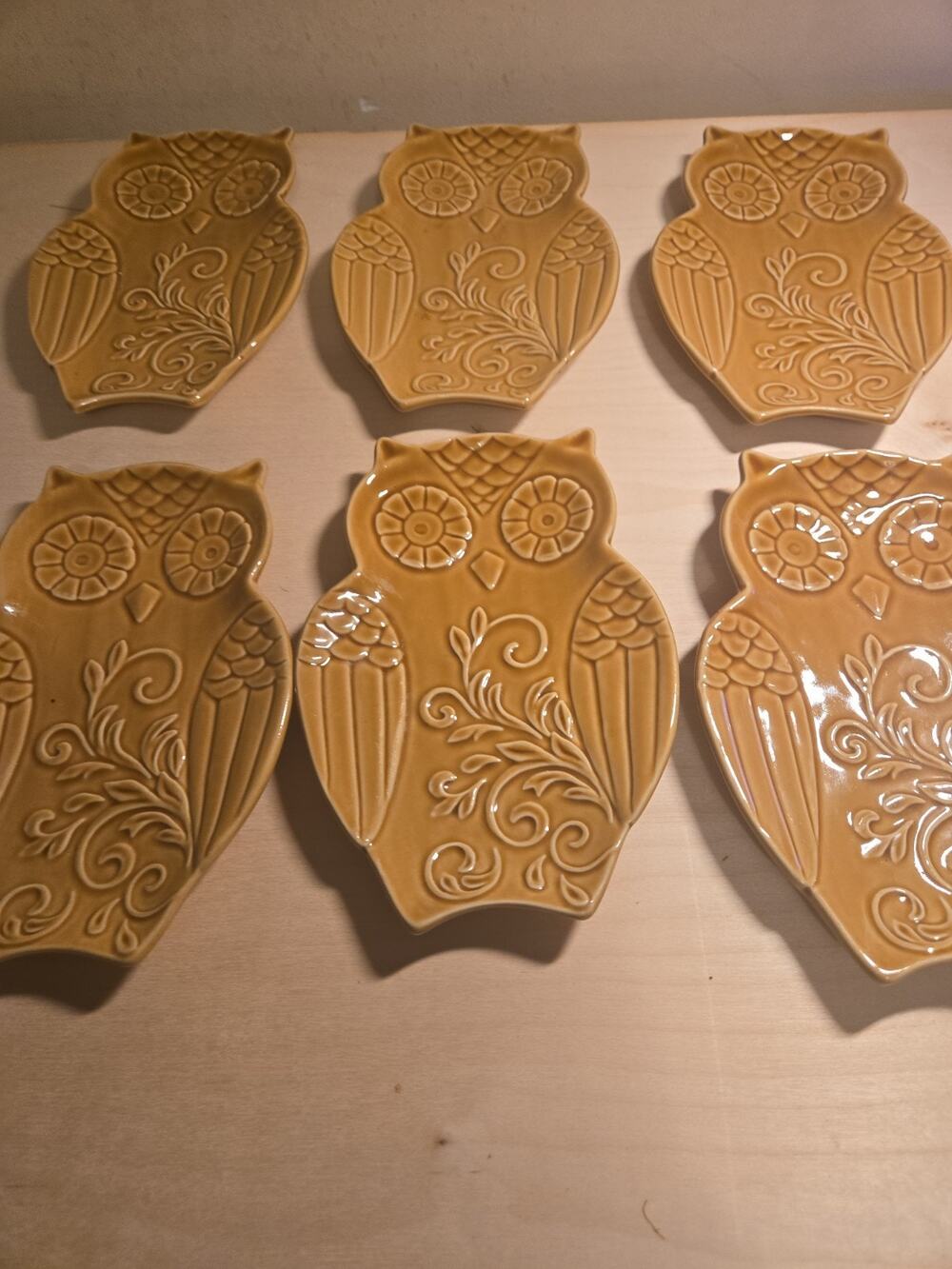Hobby Lobby Ceramic Decrotive Owl plates Food Safe Set Of 6